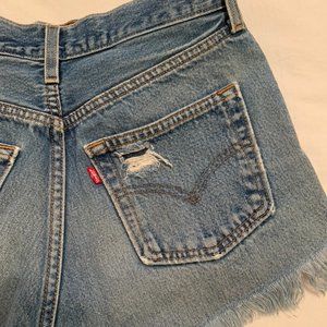 Distressed Levi Denim Shorts